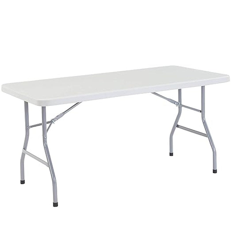 National Public Seating 30" x 60" Plastic Folding Table, Adjustable, Heavy-Duty, Speckled Gray