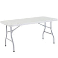 National Public Seating 30" x 60" Plastic Folding Table, Adjustable, Heavy-Duty, Speckled Gray