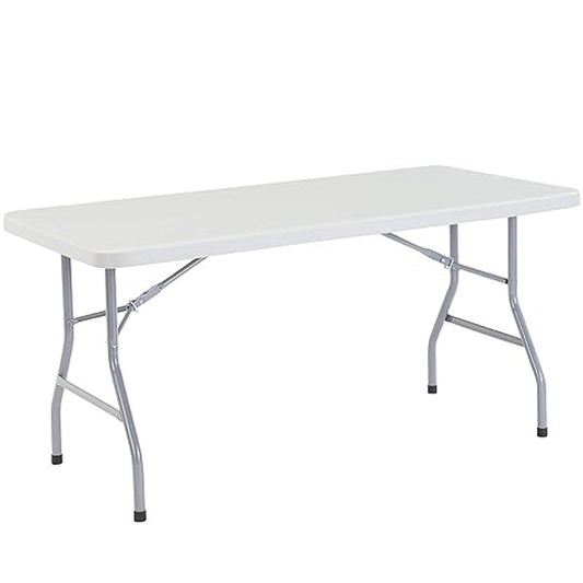 National Public Seating 30" x 60" Plastic Folding Table, Adjustable, Heavy-Duty, Speckled Gray