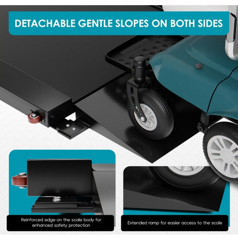 Wheelchair Scale with Dual Detachable Extended Ramp for Home Use Medical Portable