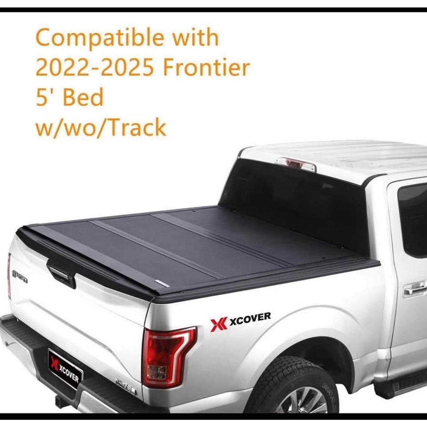 XCOVER Low Profile Hard Folding Truck Bed Tonneau Cover, Compatible with 2022-2025 Frontier 5' Bed,