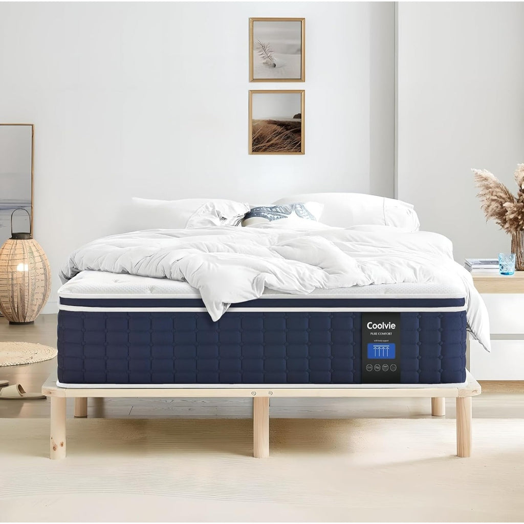 Full Coolvie Size Mattress 14 Inch, Hybrid Soft Medium Plush Mattress with Gel Memory Foam