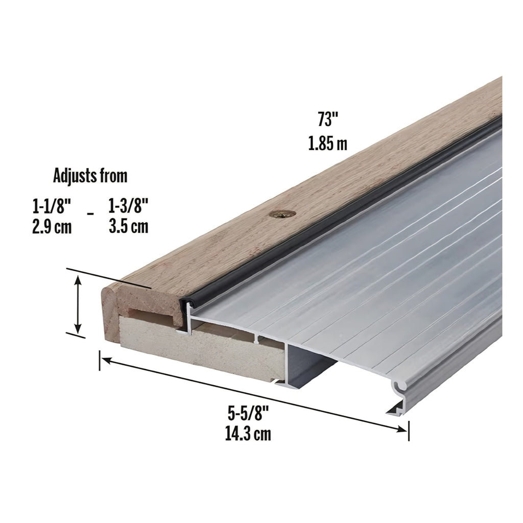 M-D Building Products Adjus Aluminum & Hardwood Threshold Kit 78618 5-5/8 in. x 1-1/8 in. x 73 in.