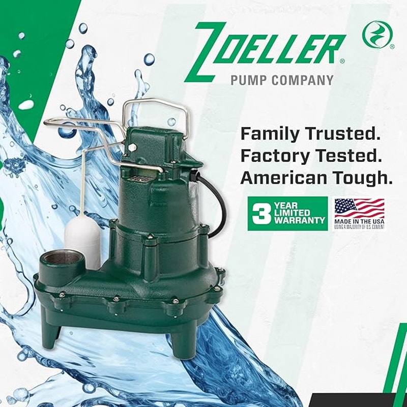 Zoeller M264 Waste-Mate Sewage Pump, 4/10th Horsepower, 115V