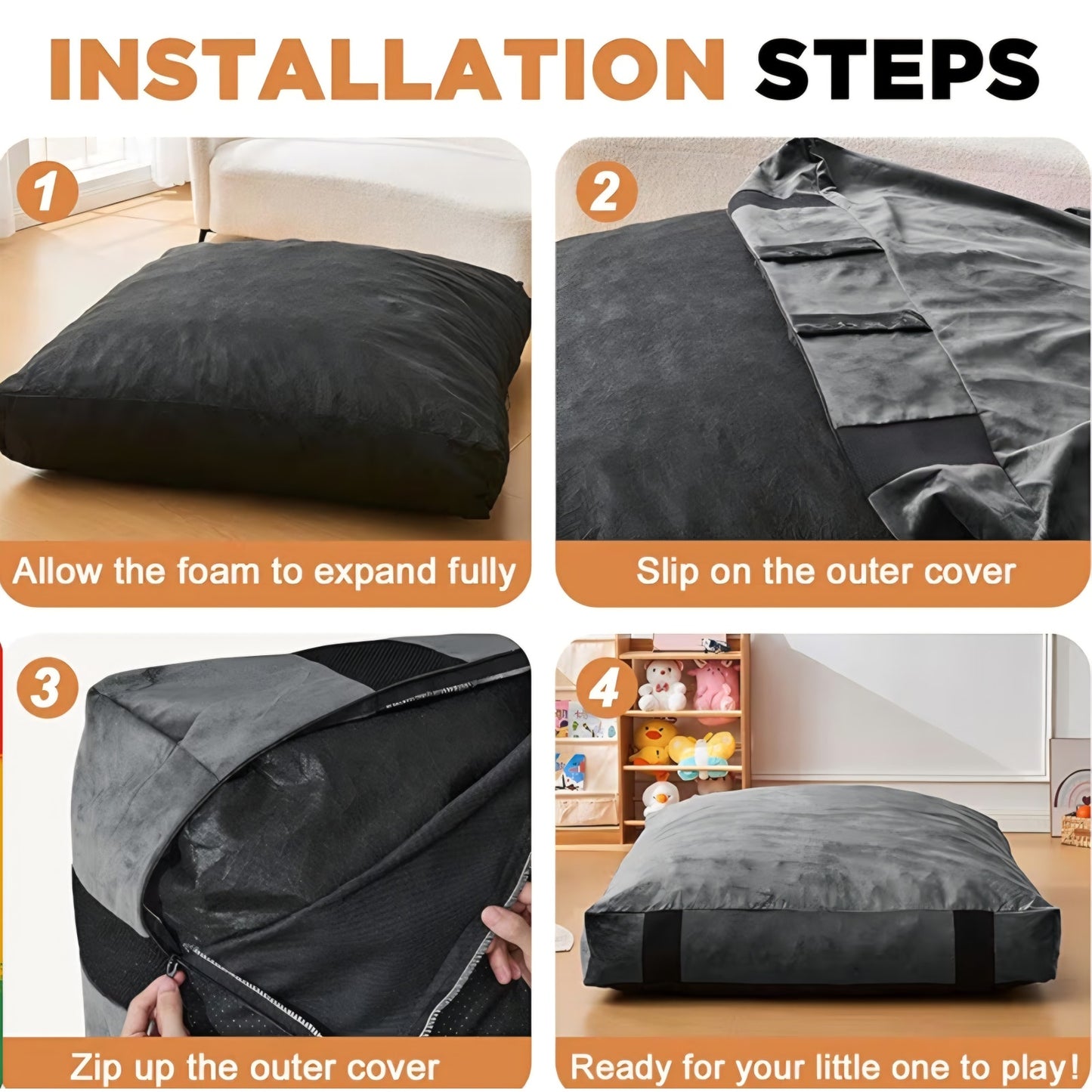 Crash Pad for Kids Sensory Room Equipment, 5 x 5 Ft Anti-slip Sensory Crash Mat
