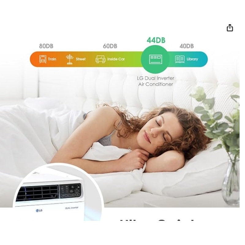 LG 8,000 BTU Dual Inverter Smart Window Air Conditioner, 115V, Cools 340 Sq. Ft. for Bedroom