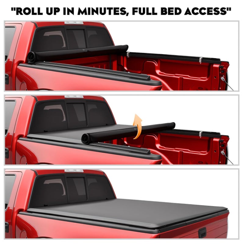 6.6 ft Soft Roll Up Truck Tonneau Bed Cover for 2014-2018 Chevrolet Silverado GMC Sierra 1500