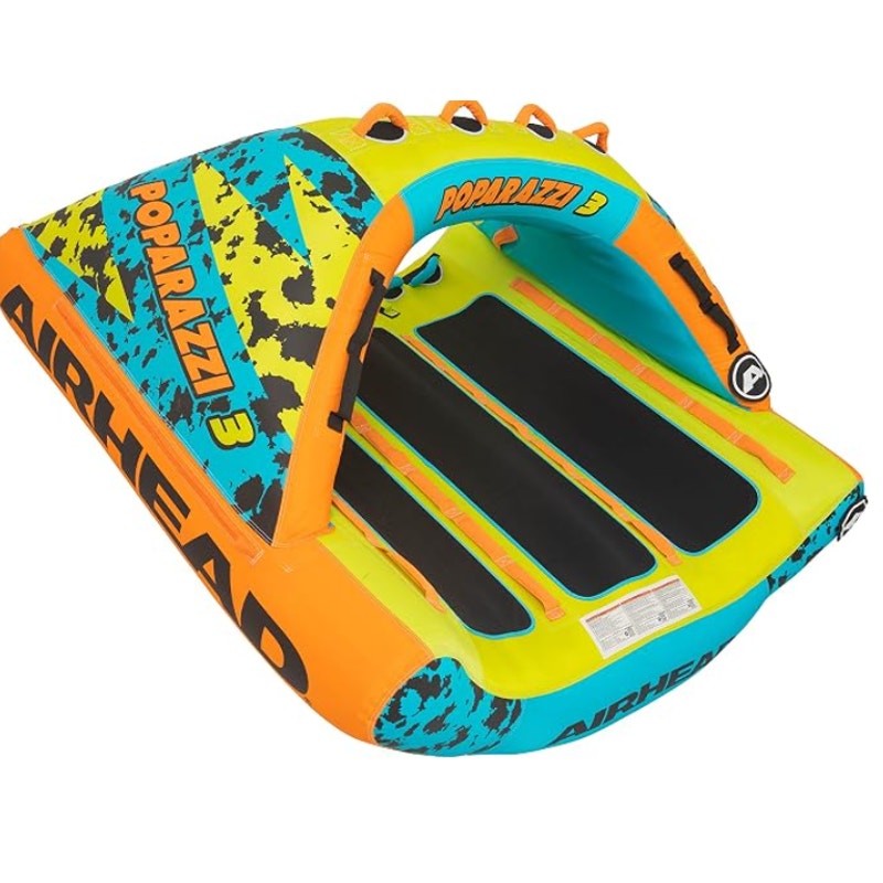 Airhead Poparazzi Towable Tube for Boating, 1-3 Rider Inflatable Boat Tube for Water Tubing