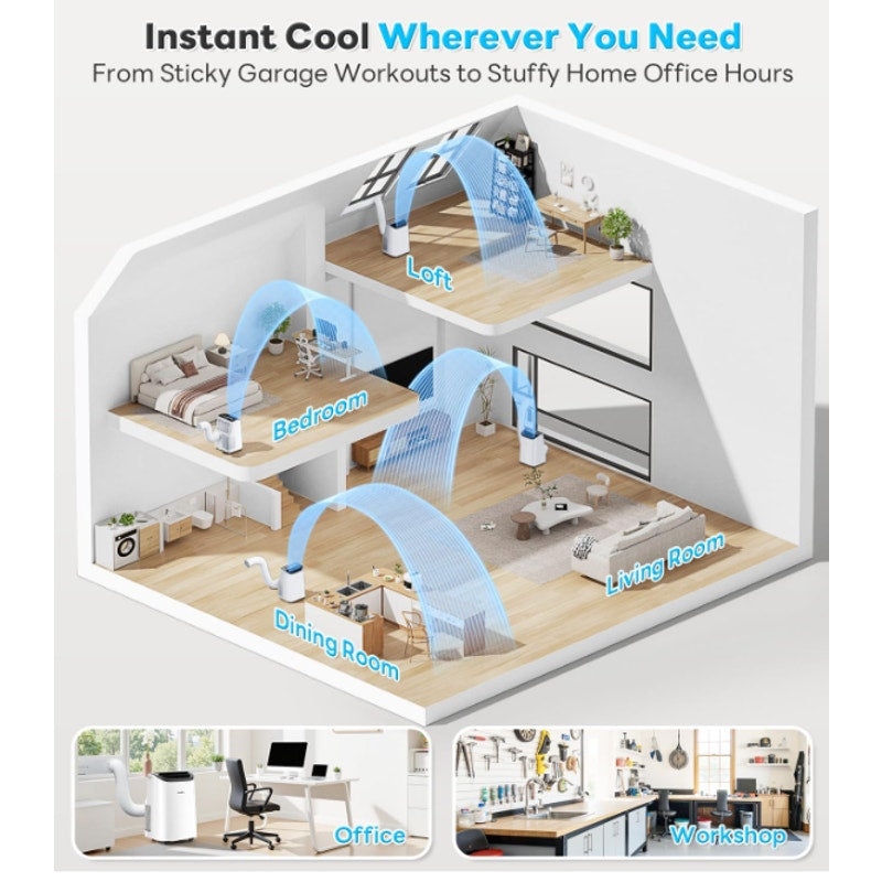 12,000 BTU Portable Air Conditioner Cools Up to 550 Sq.Ft, Auto-Evaporation Low Noise Portable AC