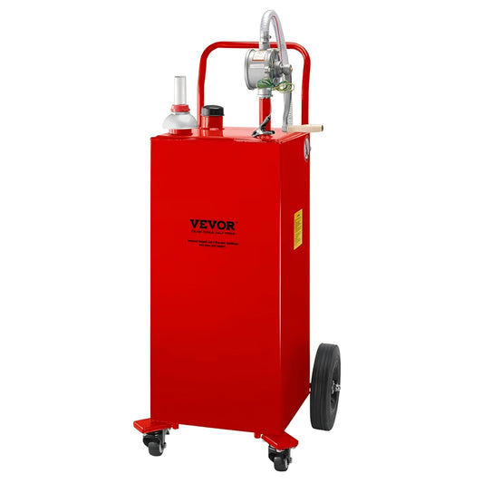 Fuel Caddy 35 Gallon, Gas Storage Tank on 4 Wheels, with Manual Transfer Pump, Gasoline Diesel
