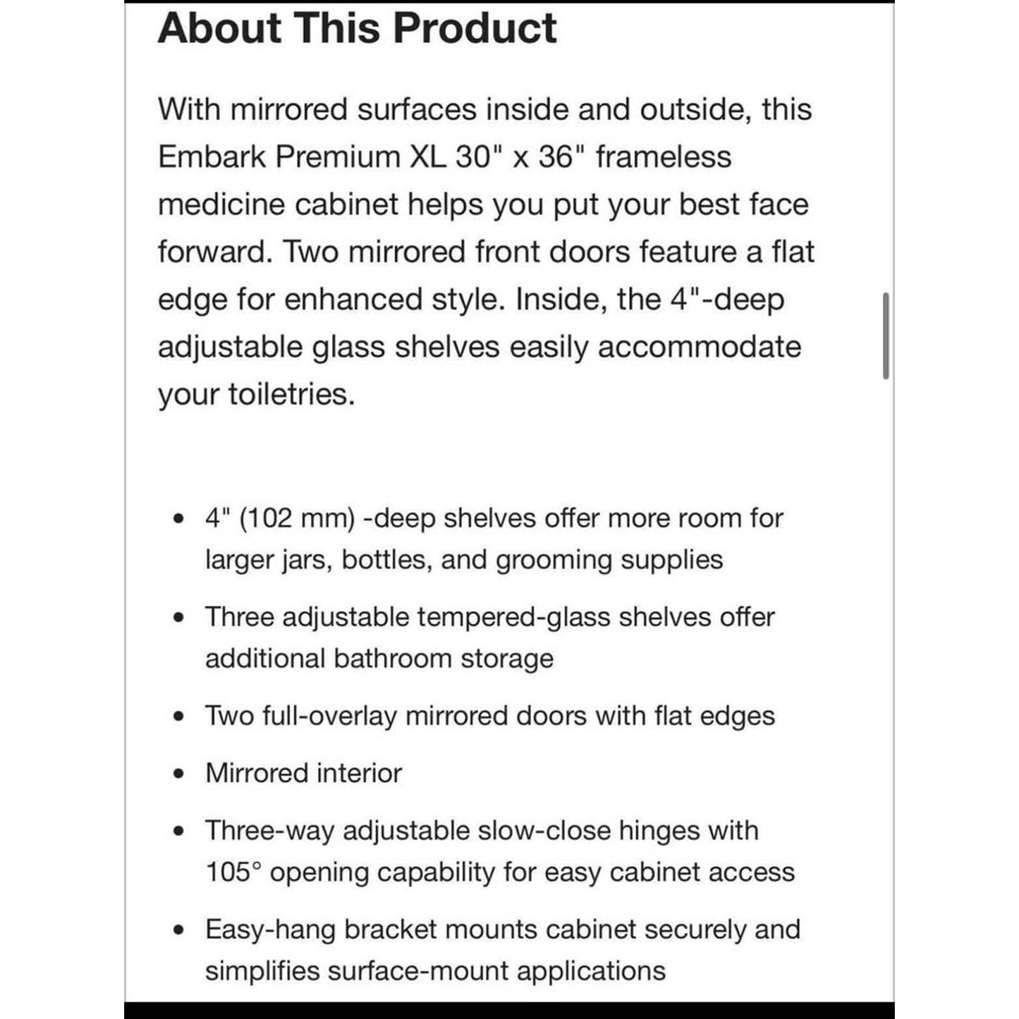 KOHLER Embark Premium Xl 30 in. x 36 in. Two-Door Rectangular Medicine Cabinet with Mirror