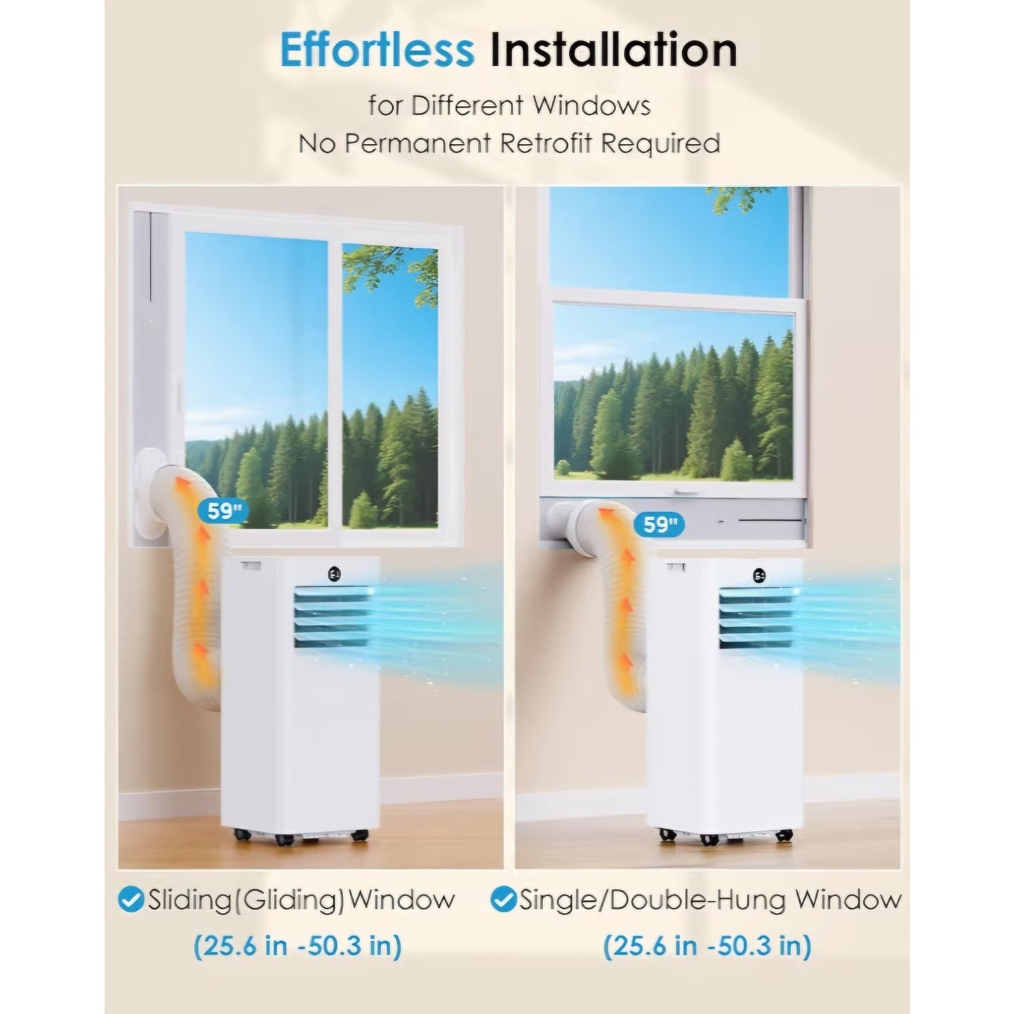 Portable Air Conditioners, 8000 BTU Quiet AC with WiFi/App Control, 24H Timer, Dehumidifier
