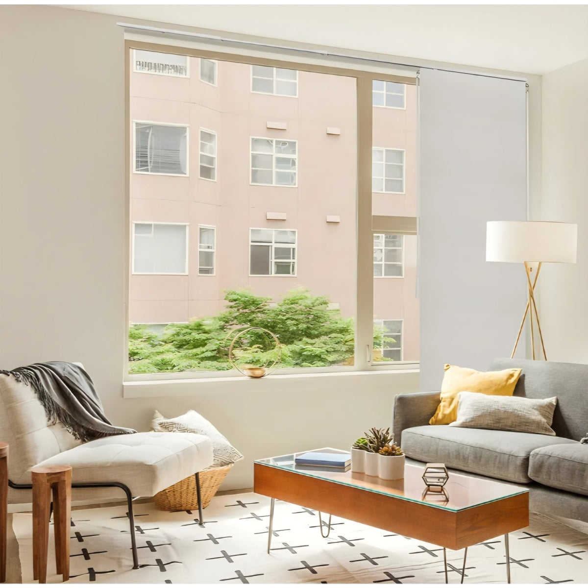 CHICOLOGY Blinds for Sliding Glass Doors ,Skyrise White (Light Filtering) W:46-86 x H: 0-96 inch