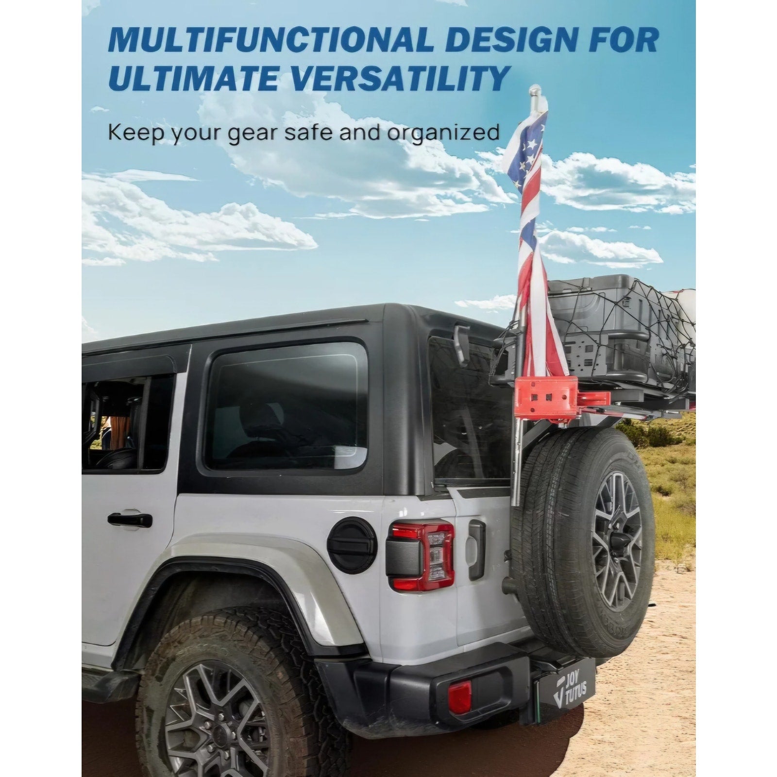 JOYTUTUS Rear Cargo Basket on OE Tailgate for 2018-2026 Wrangler JL & JLU | Heavy Duty 440LBS