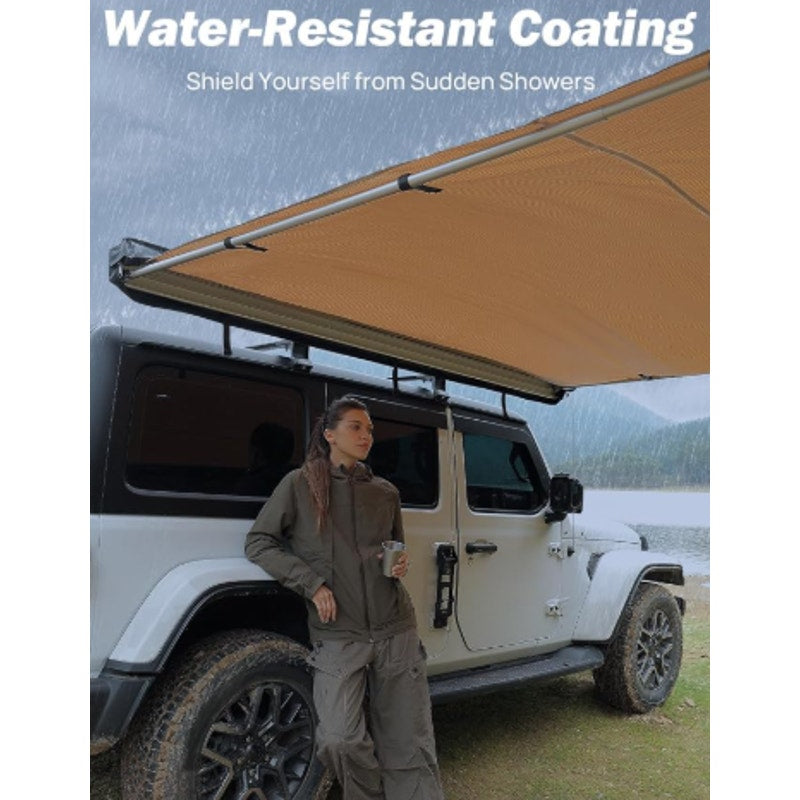 JOYTUTUS Vehicle Awning 6.6'x8.2' Roof Rack Pull-Out Sun Shade UV50+, Weatherproof 4x4 Side