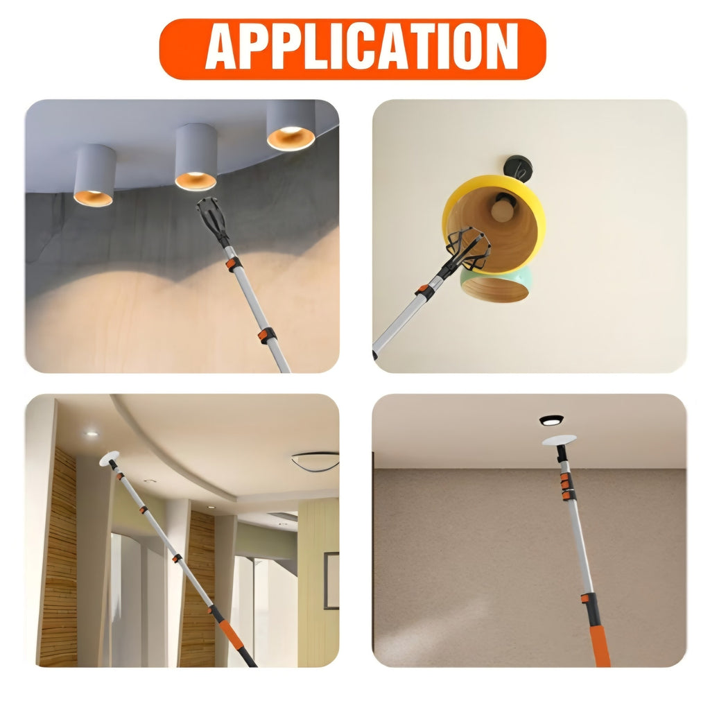 26FT Reach Light Bulb Changer for High Ceilings, Light Bulb Changer with Baskets and suction