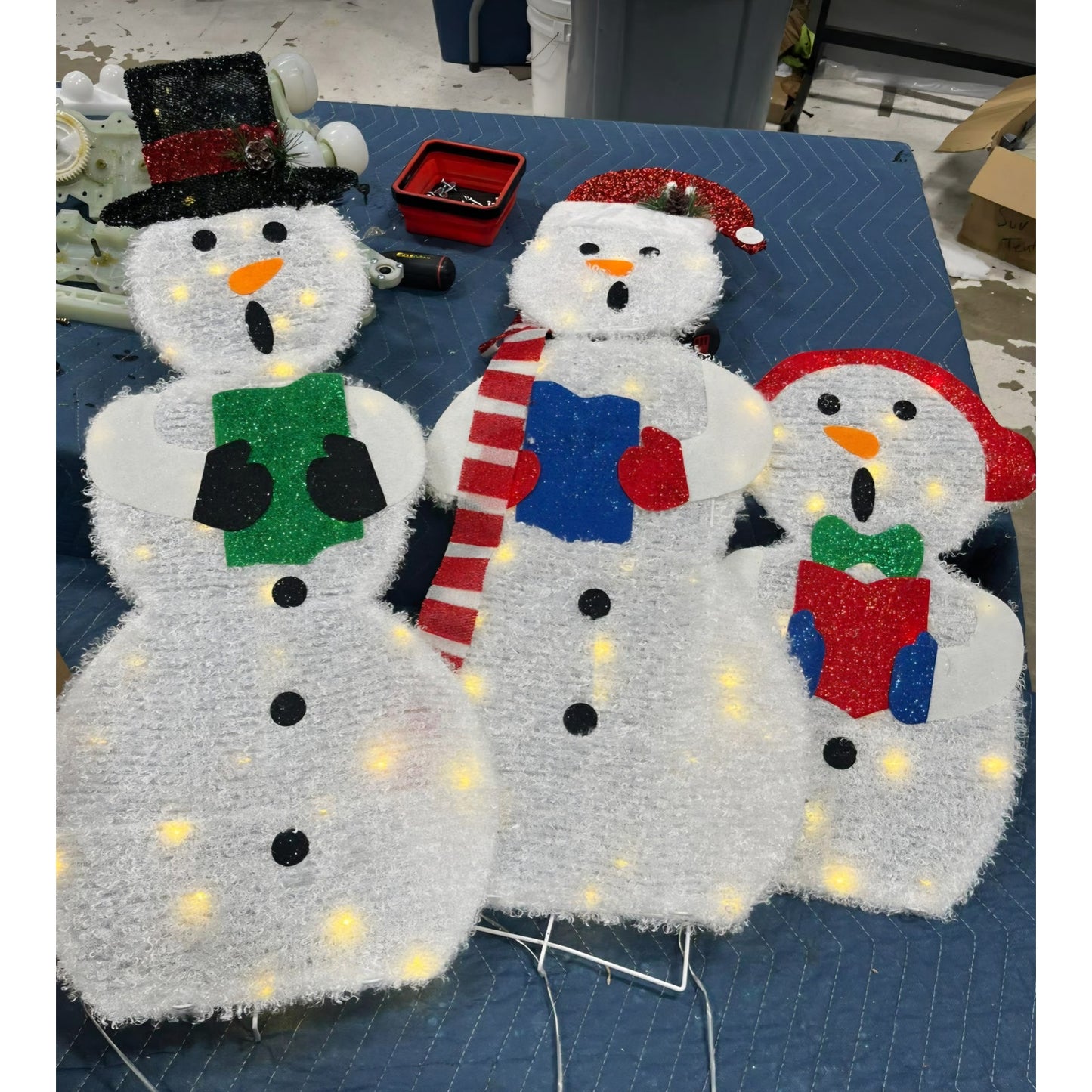 3- pieces snowman family decoration