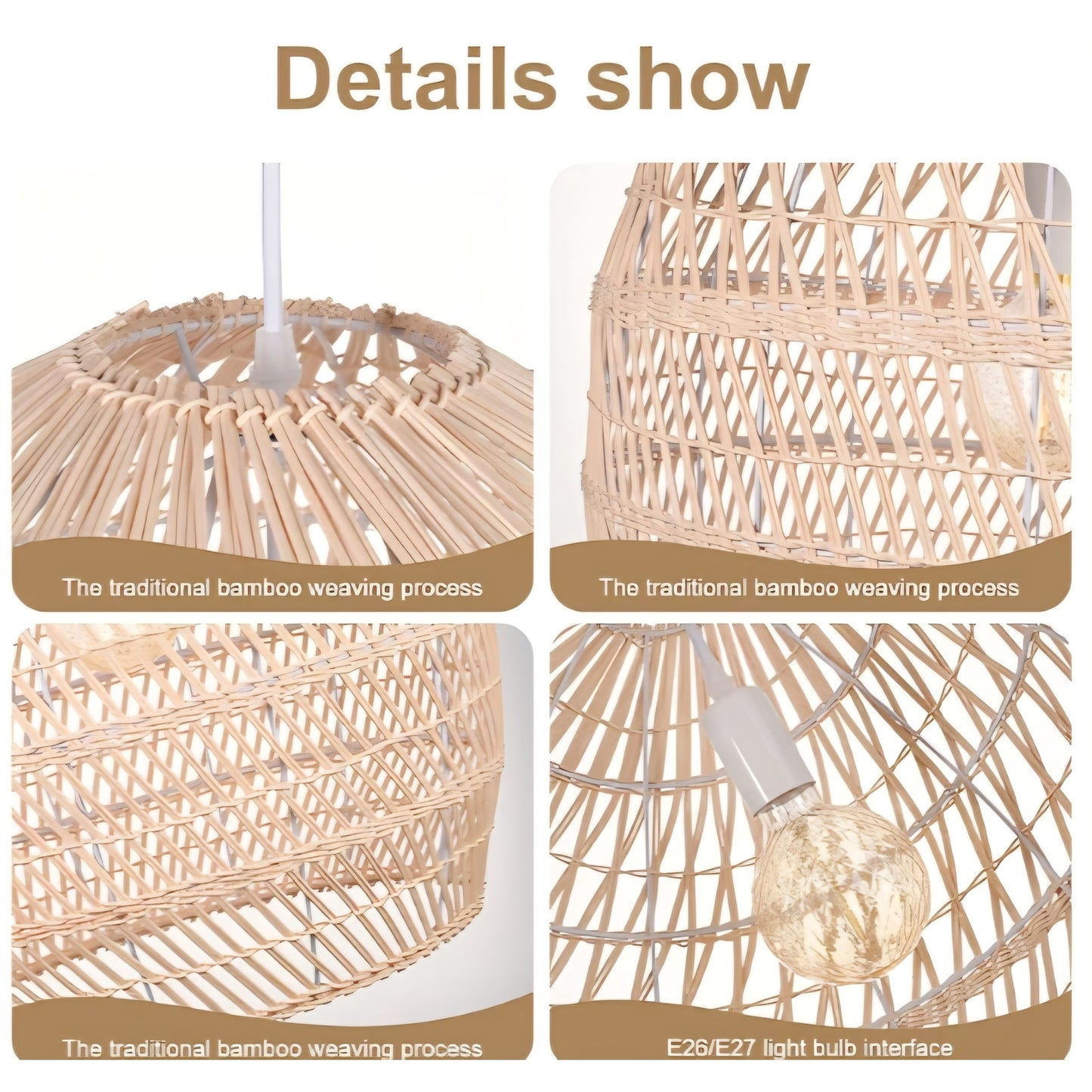 Arturesthome Boho Wicker Chandelier,W 15.7"*H 18" Rustic Rattan Basket Pendant Light Fixture Coasta