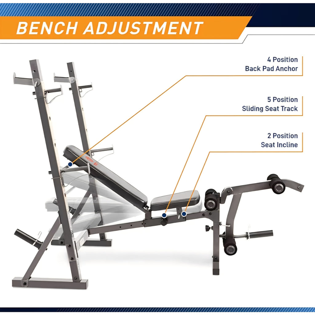 Marcy Olympic Workout Bench for Home Gym Strength Training Equipment with Preacher Curl