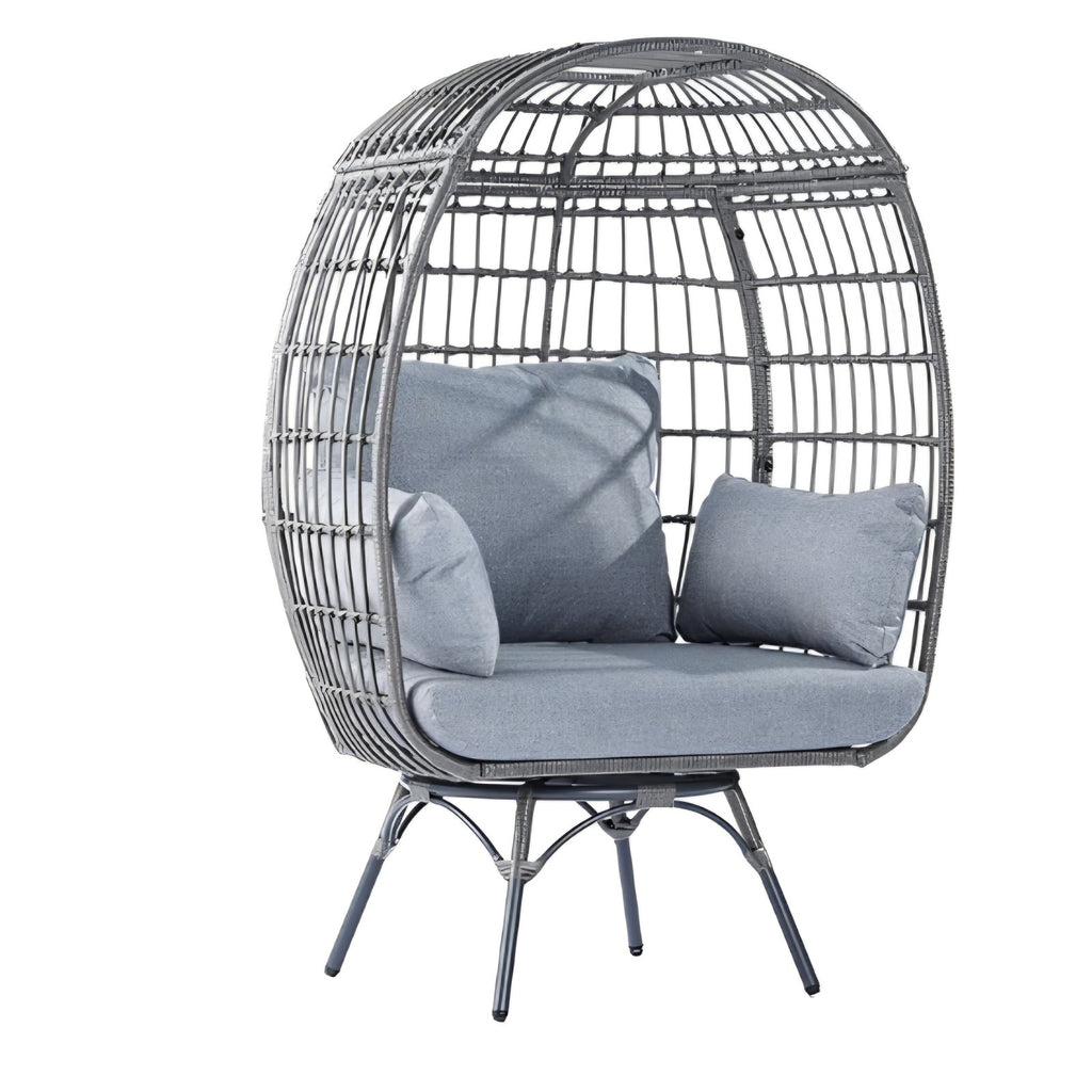 Flash Furniture Zola Commercial Indoor/Outdoor Swivel Lounge Chair, Oversized Wicker Egg Chair,