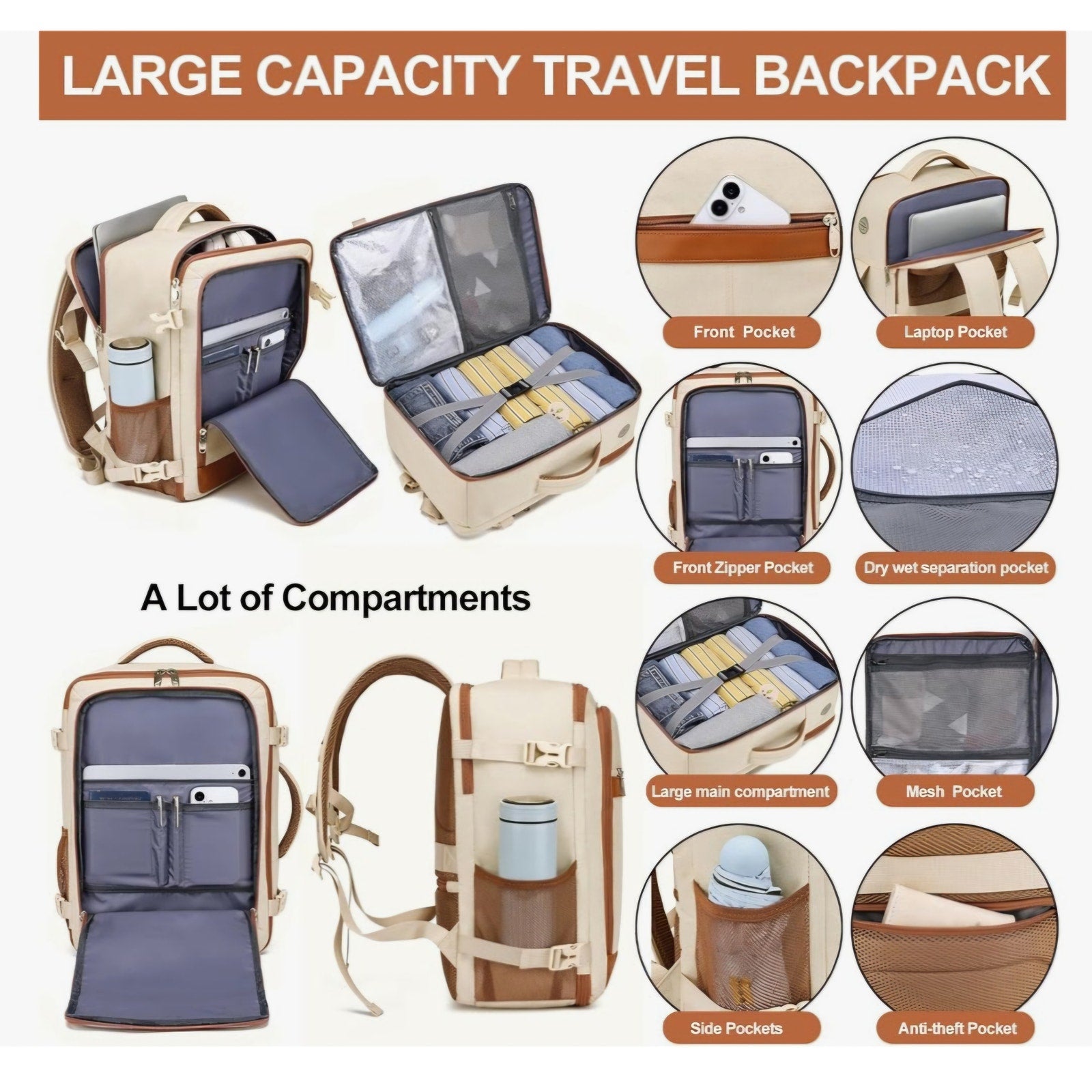 Travel Backpack for Women Airline Approved Carry On Backpack with Shoe Pouch