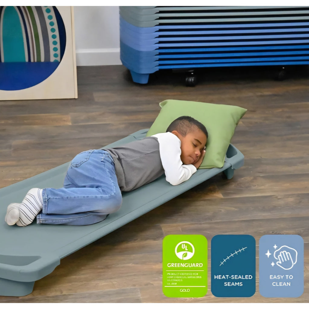 Children’s Factory SpaceLine Cot, Teal Green (Set of 4) – Standard Size 55” by 22” by 5” Standard