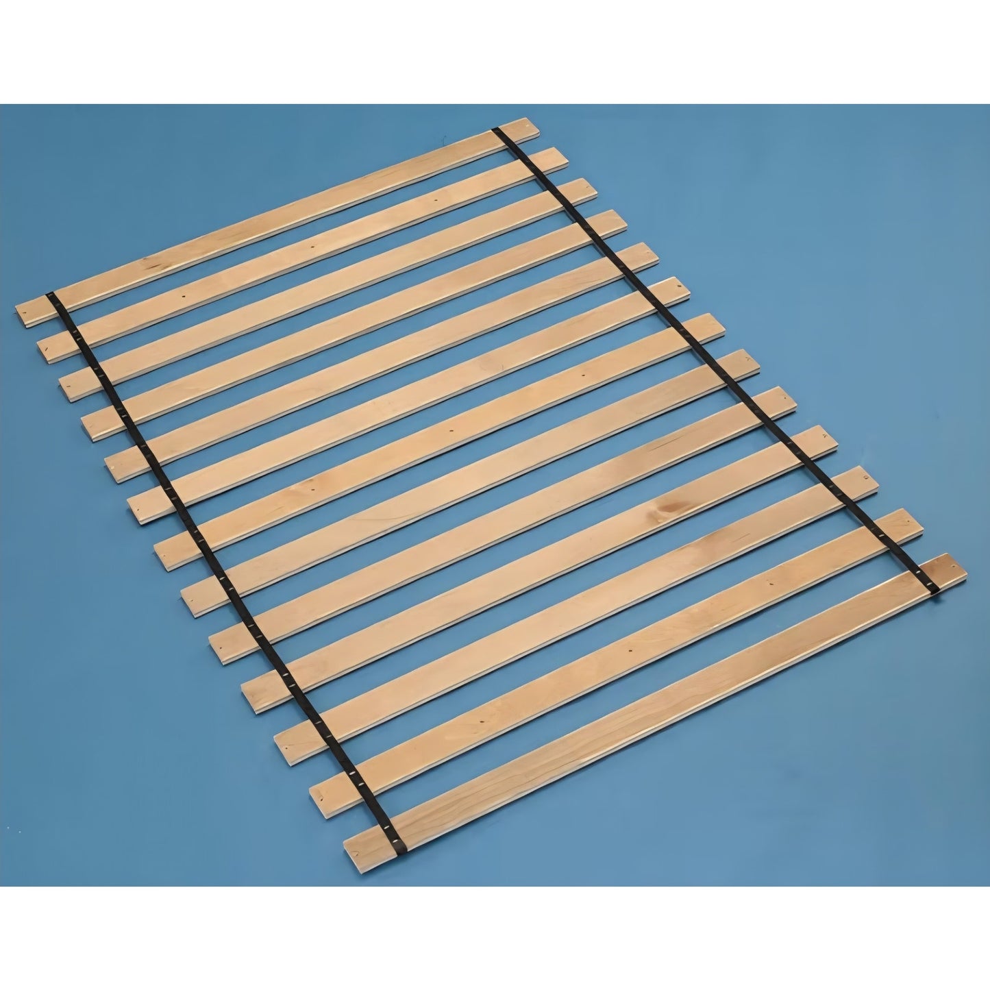 Queen Wooden Mattress Support Bunkie Board Roll Slat with Nylon Cord, Queen, Beige