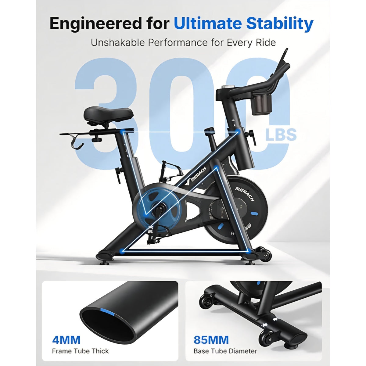 Merach Exercise Bike, Magnetic Friction Stationary Bike with Brake Pad and Exclusive App,