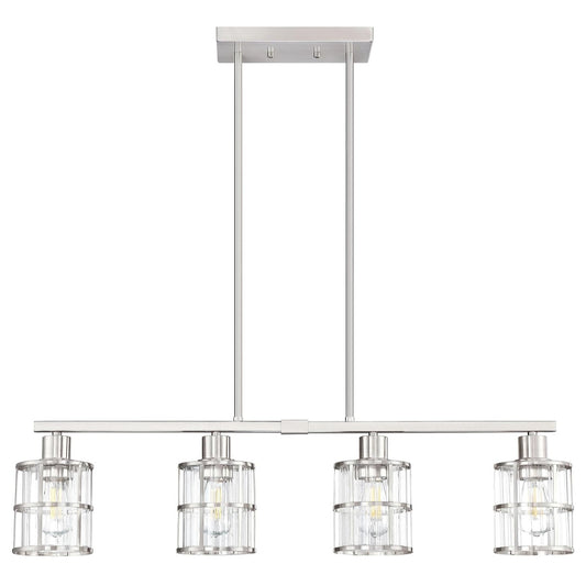 4 Light Kitchen Island Chandelier Modern Pendant Light Brushed Nickel Finish Ceiling Lighting Fixtu