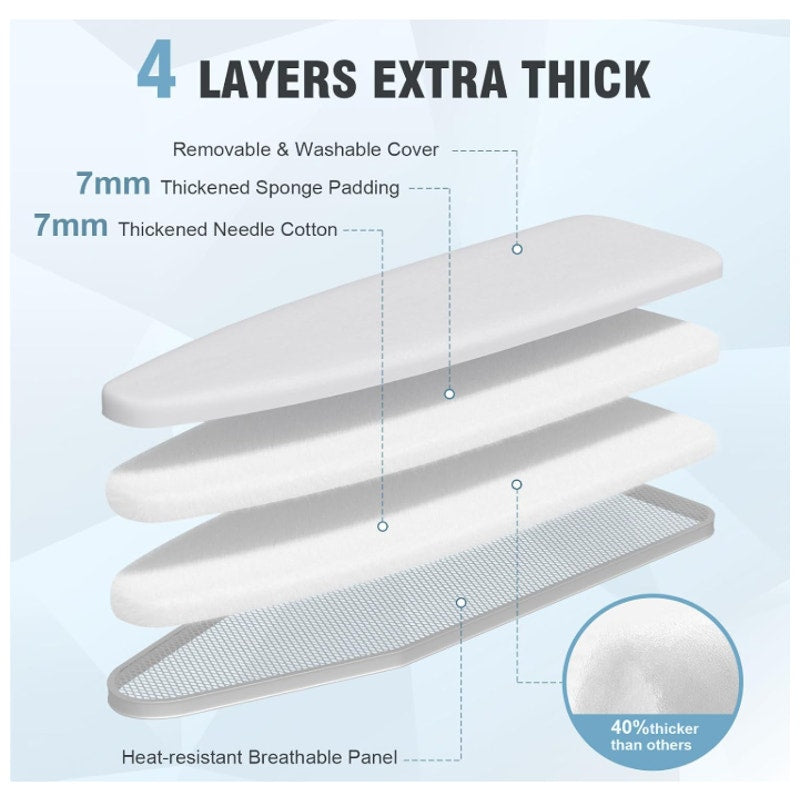 Ironing Board with Cover and Thicken Pad Height Adjustable Full Size Foldable
