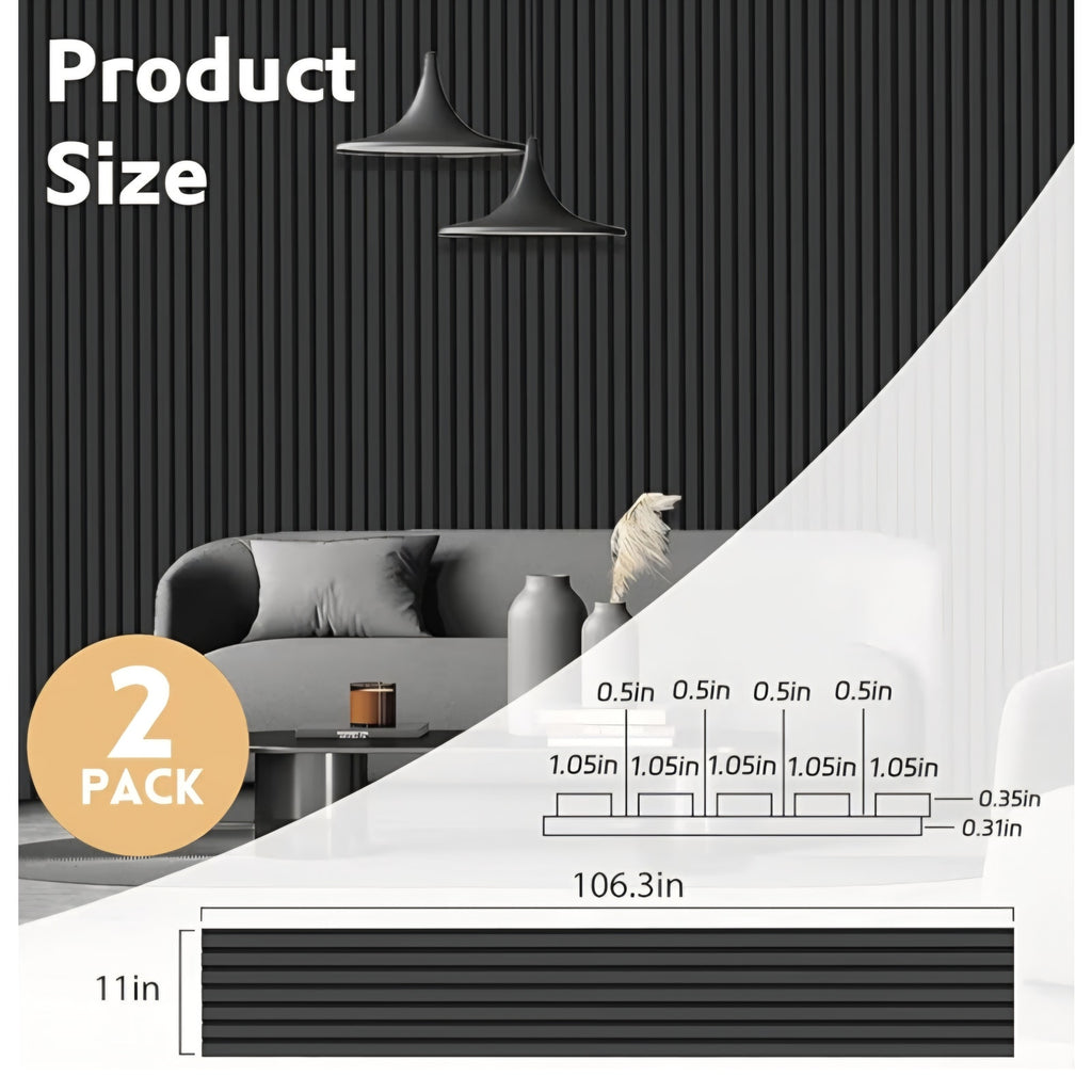 RITOLLO Wood Panels for Wall, 106.3" × 11" Wood Slat Acoustic Panels for Wall