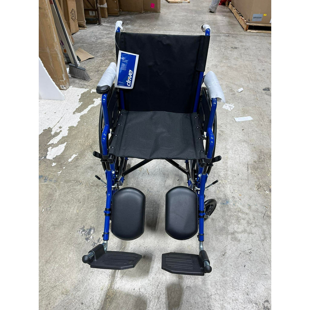 Drive Medical Blue Streak Lightweight Foldable Wheelchair- Padded Comfort- Blue/Black- 18 Inch Seat
