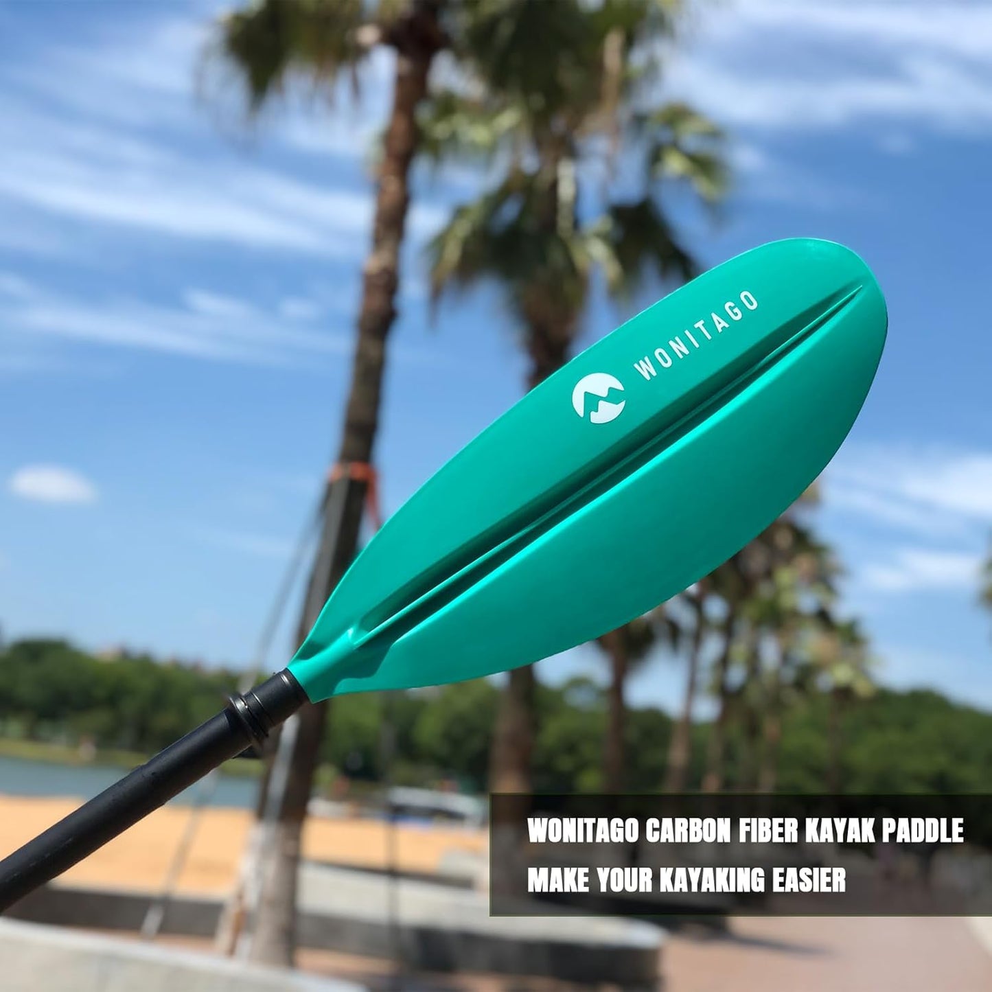 Kayak Paddle Premium Carbon Fiber Paddle, Reinforced PP + Fiberglass Blade, 240-260 cm/94-102 Inches