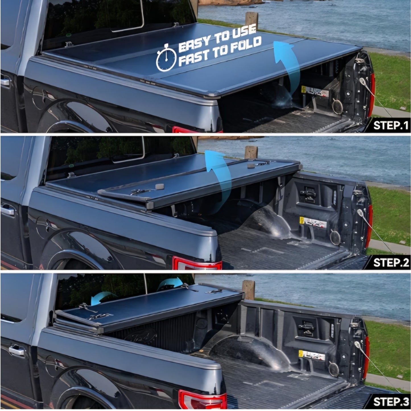 Hard Folding Truck Bed Tonneau Cover Compatiable with Chevy Silverado & GMC Sierra 1500(2007-2026)