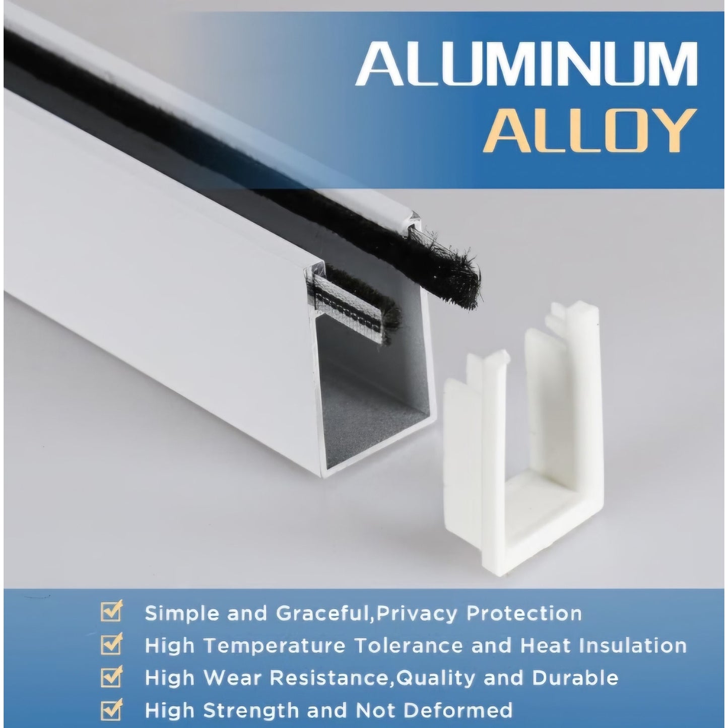 100% Blackout U-Channel Aluminum Light Blocking Strip for Window Shades Roller