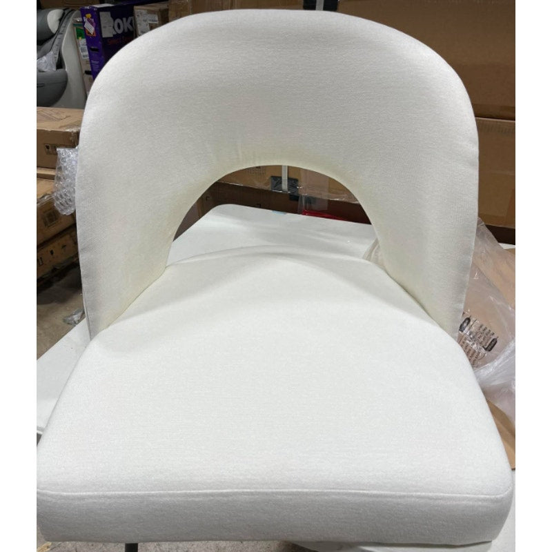 Garvee Dining Chairs Set of 2, Chenille Upholstered Kitchen Chairs, White