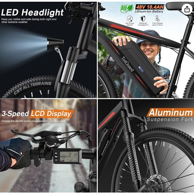 TotGuard Electric Bike, 27.5"for Adults 500W Motor Ebike Electric Bicycles Electric Mountain Bike