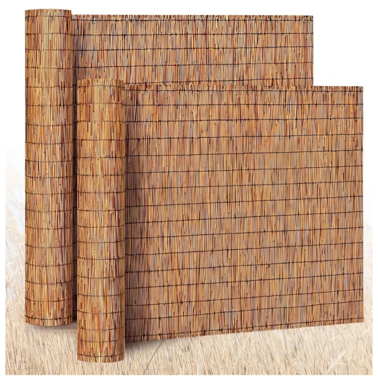 Barydat 2 Pcs 5 x 16.4 ft Reed Fence Roll, 85% Shade Bamboo Privacy Screen