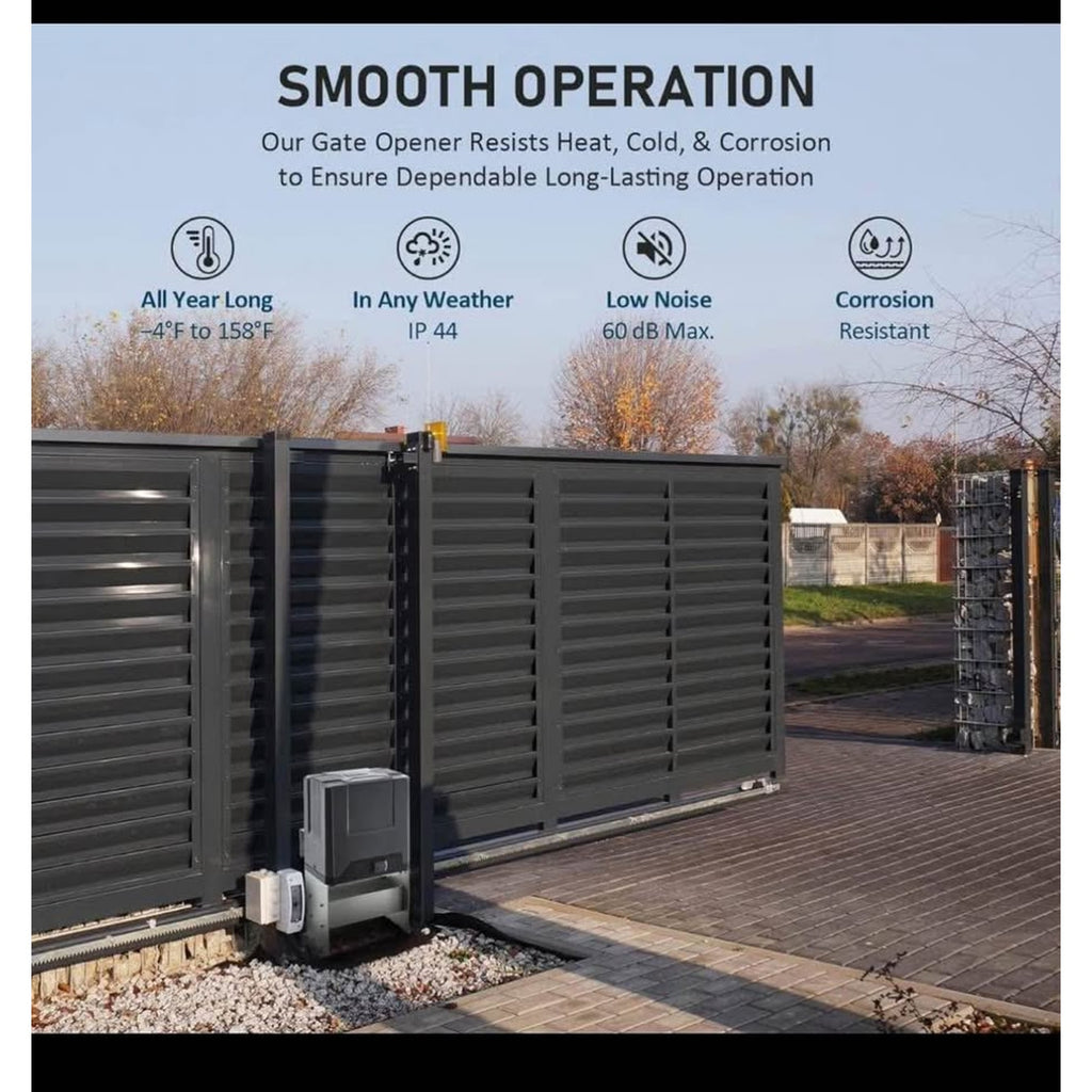 Sliding Gate Opener with 2 Remote Controls, Electric Rolling Driveway Fence Slide Gate Motor