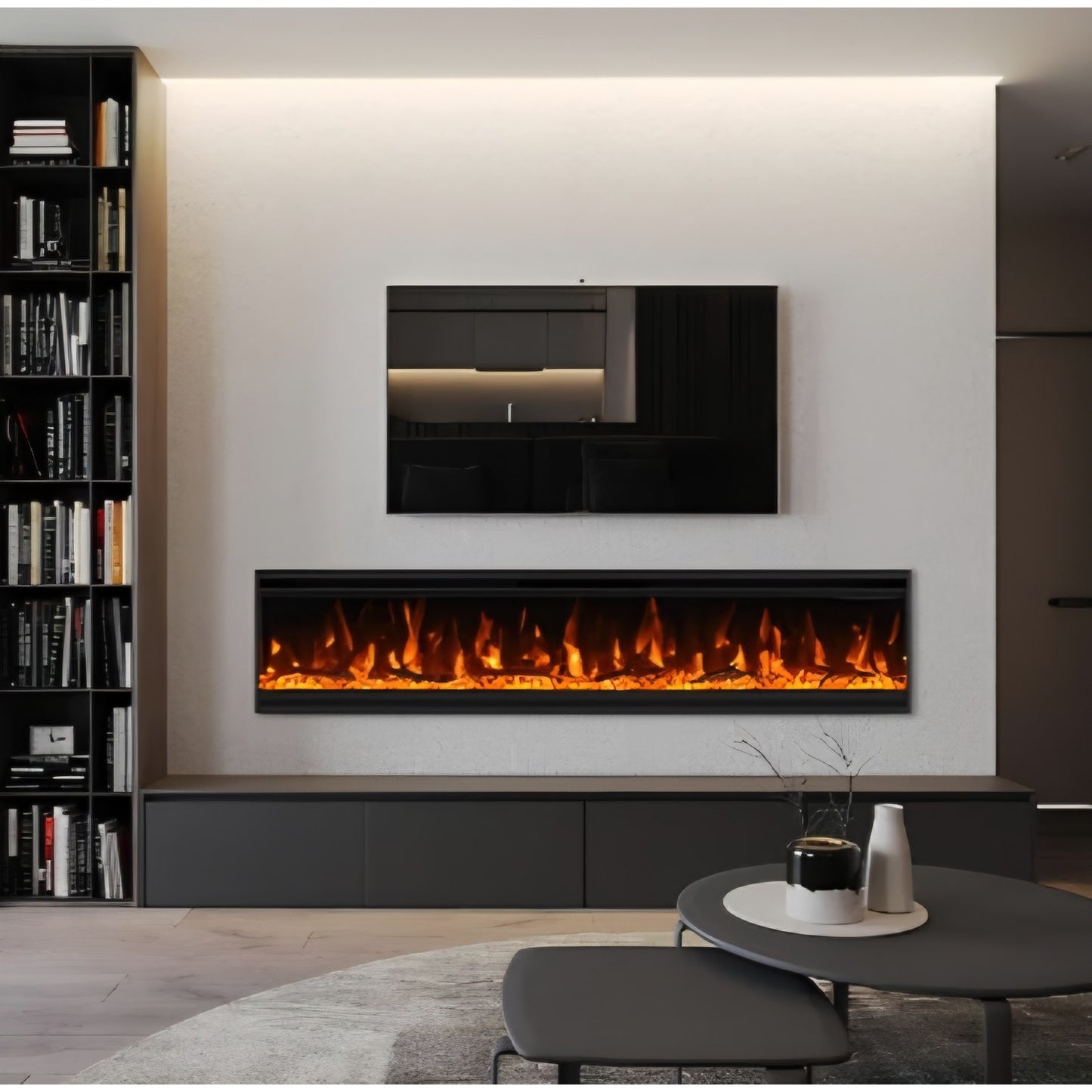 60 inch Electric Fireplace, 4.3" Ultra-Thin Electric Fireplace Inserts, Ultra-Narrow Frame
