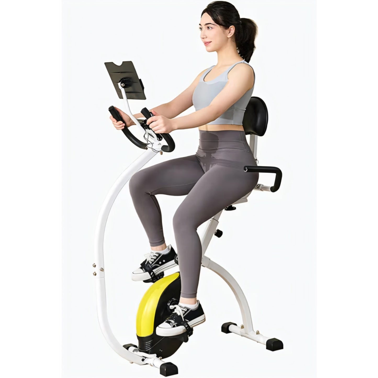 Foldable Recumbent Exercise Bike with High Backrest and Magnetic Resistance