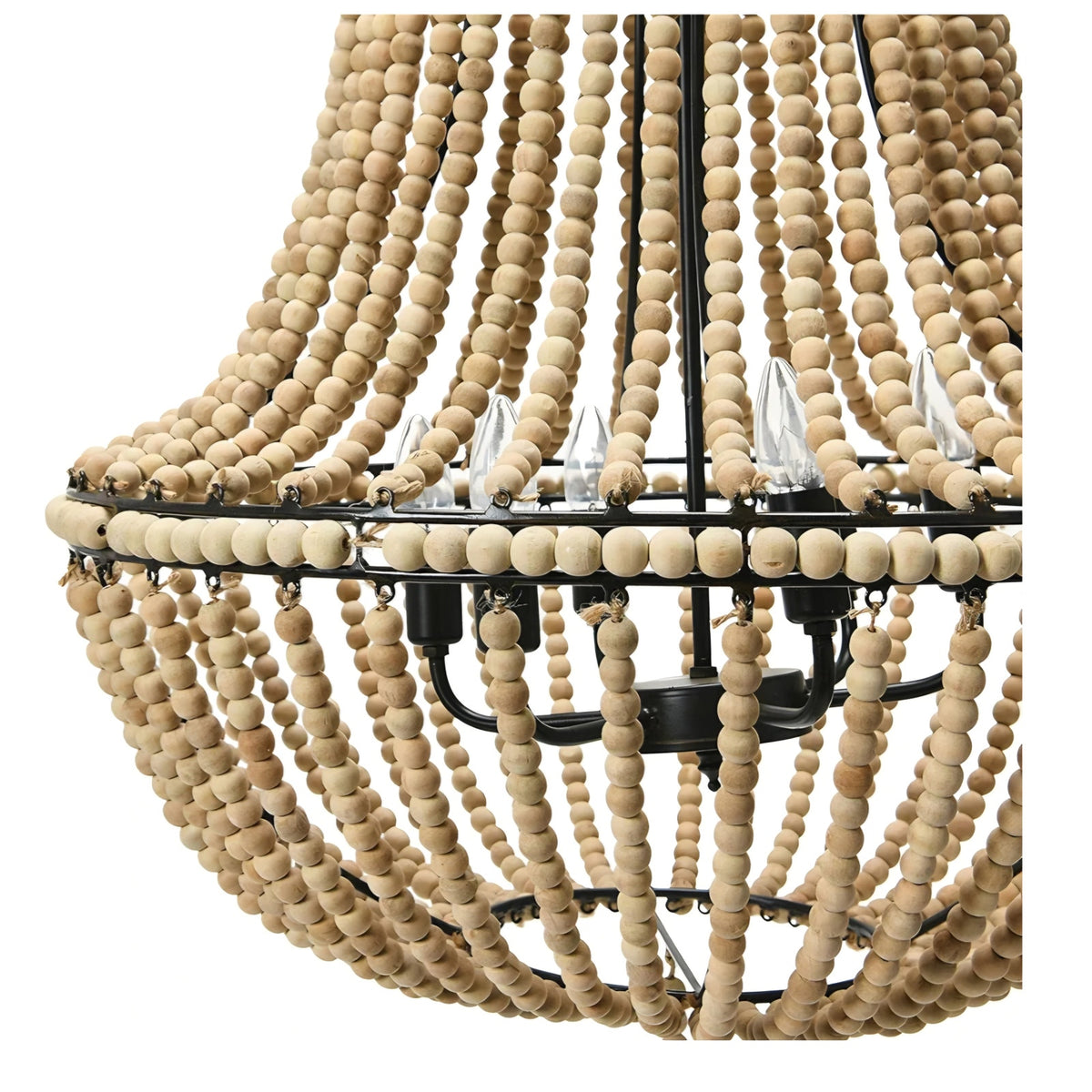 Draped Wood Bead Chandelier 32"L x 24.5" W x 32.25" H