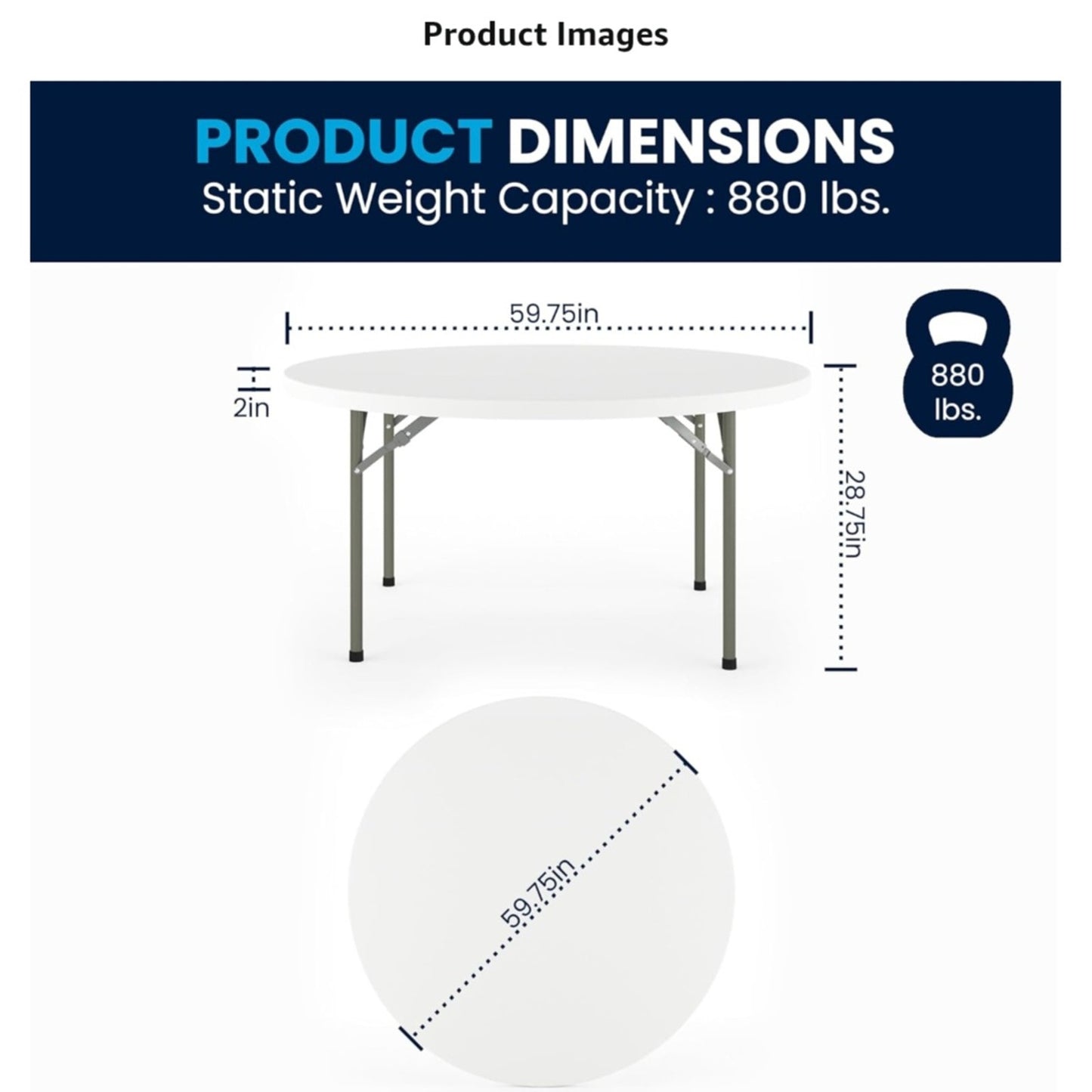 Flash Furniture 5' Round All-Occasion Plastic Folding Event Table