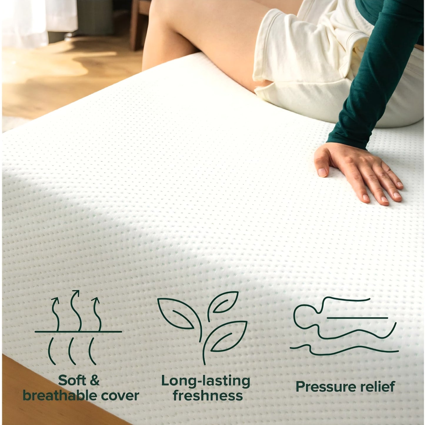 ZINUS 12 Inch Green Tea Memory Foam Mattress [New Version], Full, Fiberglass free, Medium Firm Feel