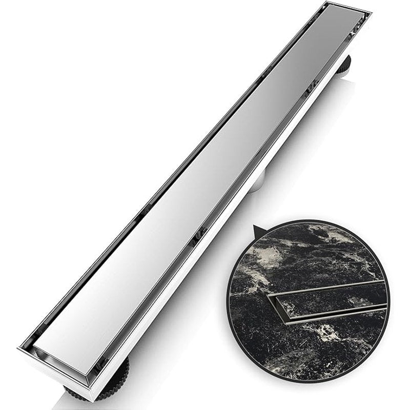 WEBANG 36 Inch Linear Shower Drain Rectangular Floor Drain with Accessories, Brushed. Steel.