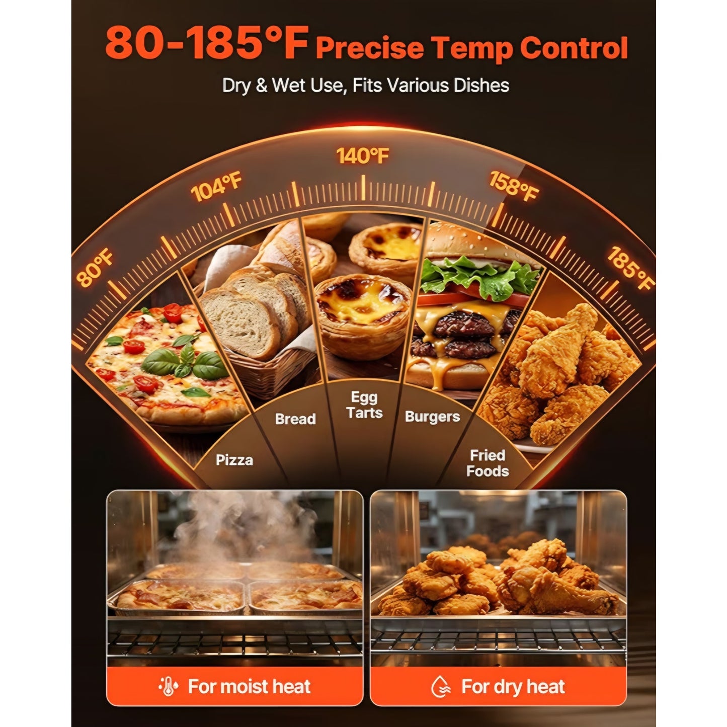 Electric Hot Box Food Warmer, 5-Tier Commercial Warming Cabinet with Water Tray