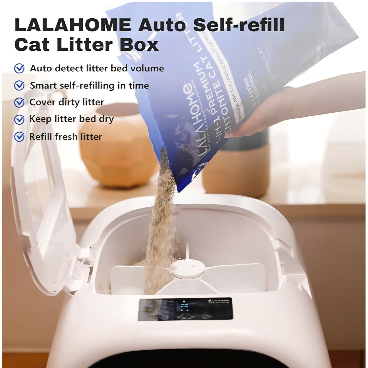 Self Cleaning Litter Box Auto Refill, Automatic Robot Litter Box for Multiple Cats, Hand-Like Rake