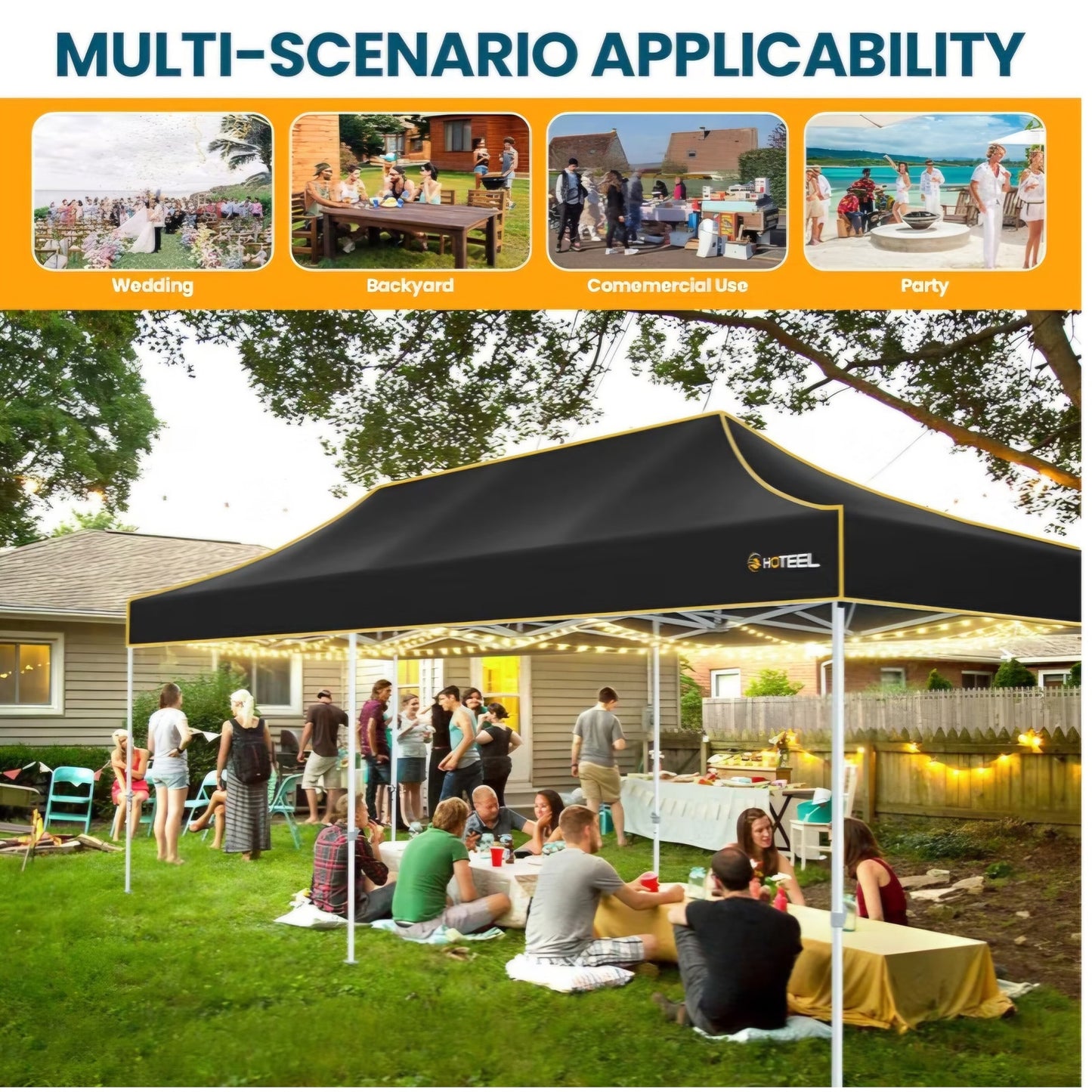 Hoteel 10x20 Pop Up Canopy Tent Heavy Duty with 6 Sidewalls, Waterproof Party Tent, Easy Set-up