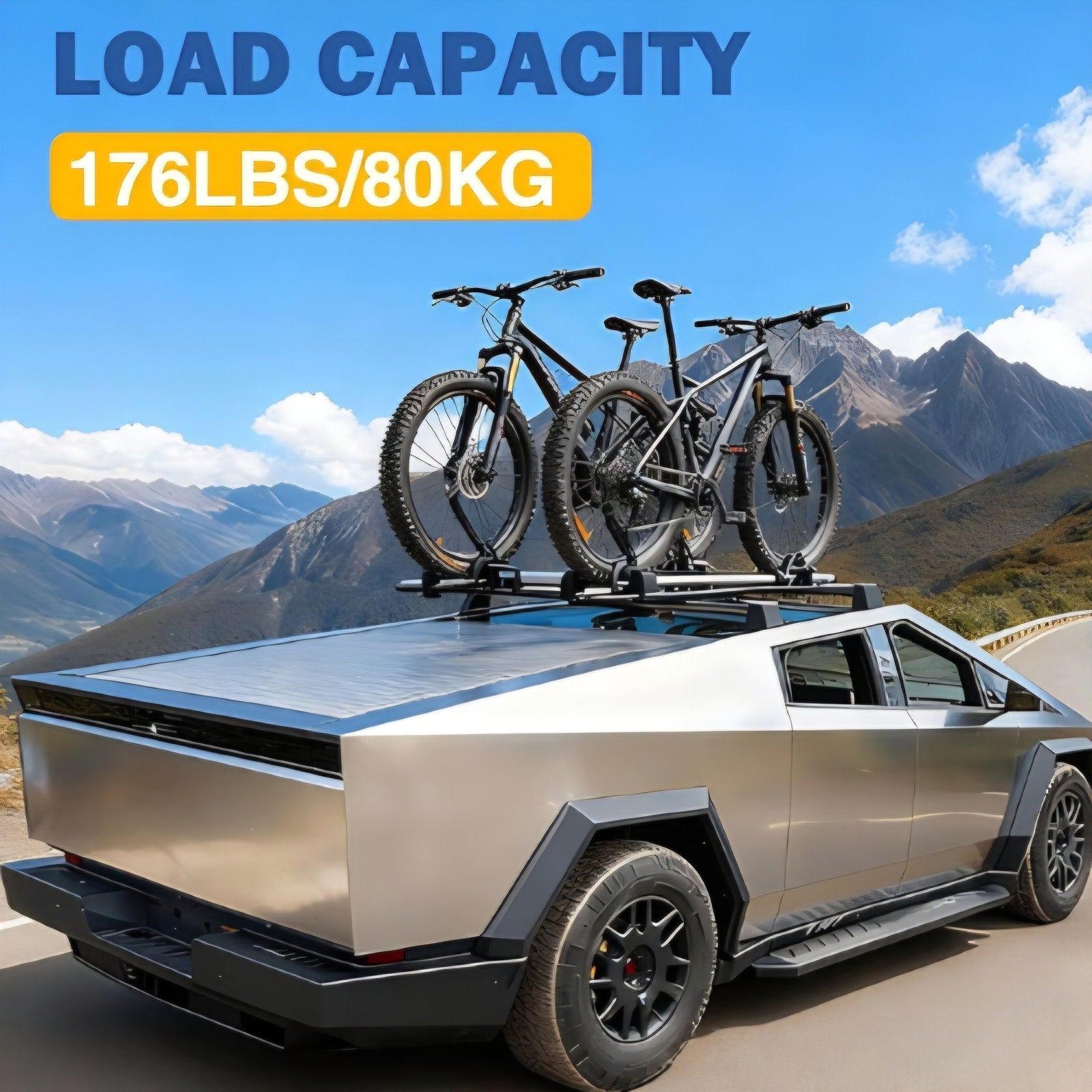 Aluminum Alloy Roof Rack Cross Bars Compatible with Tesla Cybertruck 2024-2026