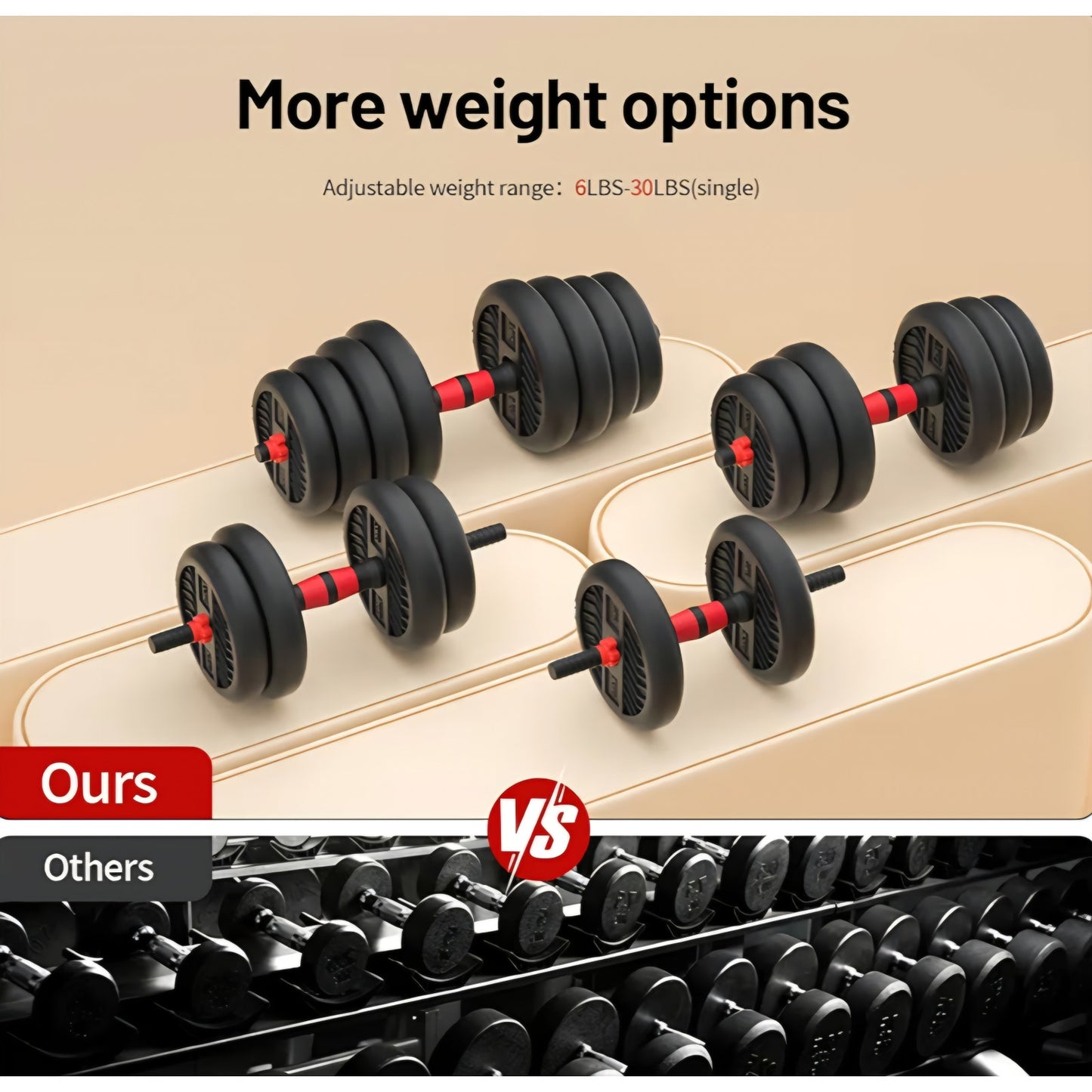 Adjustable Dumbbell, 20/30/40/60/80lbs Dumbbells Set, 4-in-1 Free Weights for Women/Men Workout